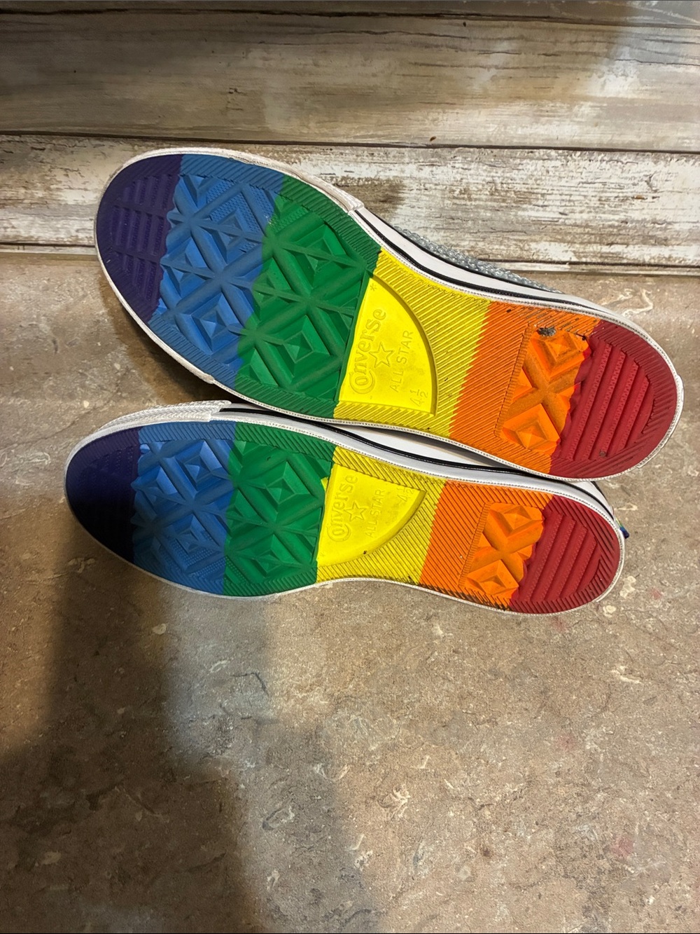 Converse High Top Size 6.5 Pride Sequin Sneakers in Multicolor and Silver - Picture 9 of 11